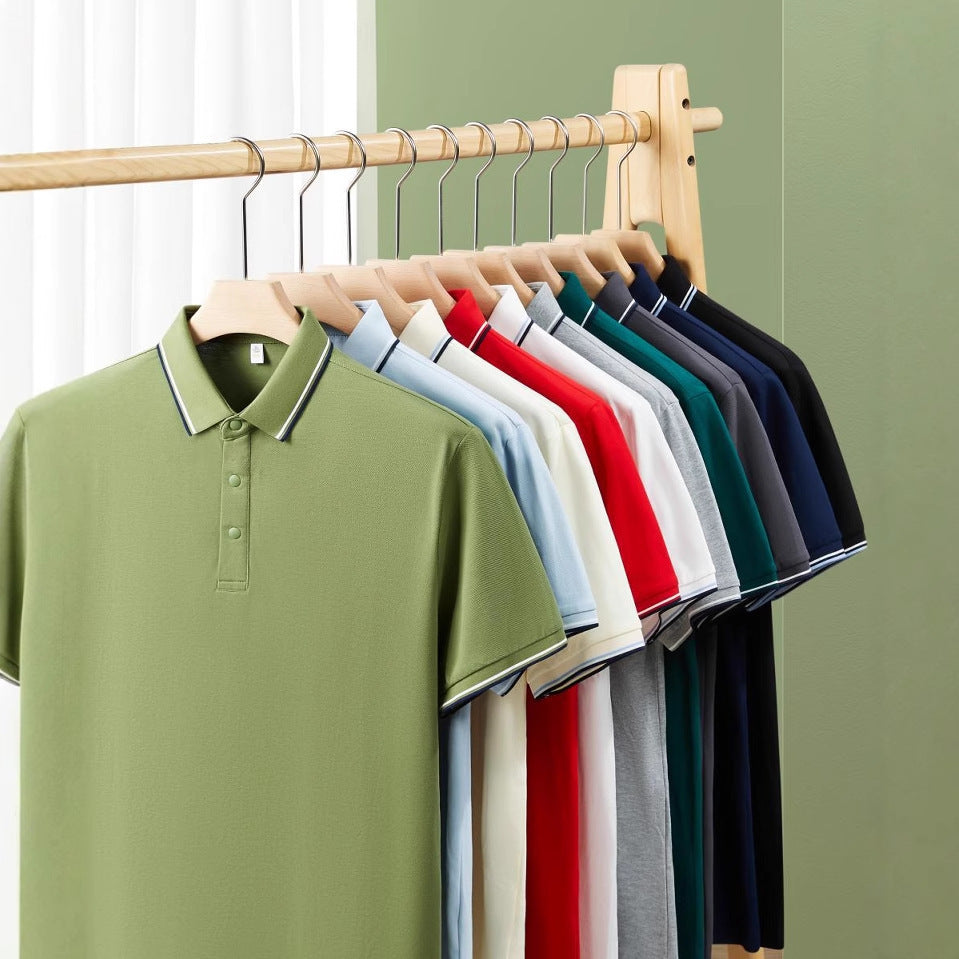 Pure Cotton Soft Polo Shirt Business Casual Lapels Short Sleeve