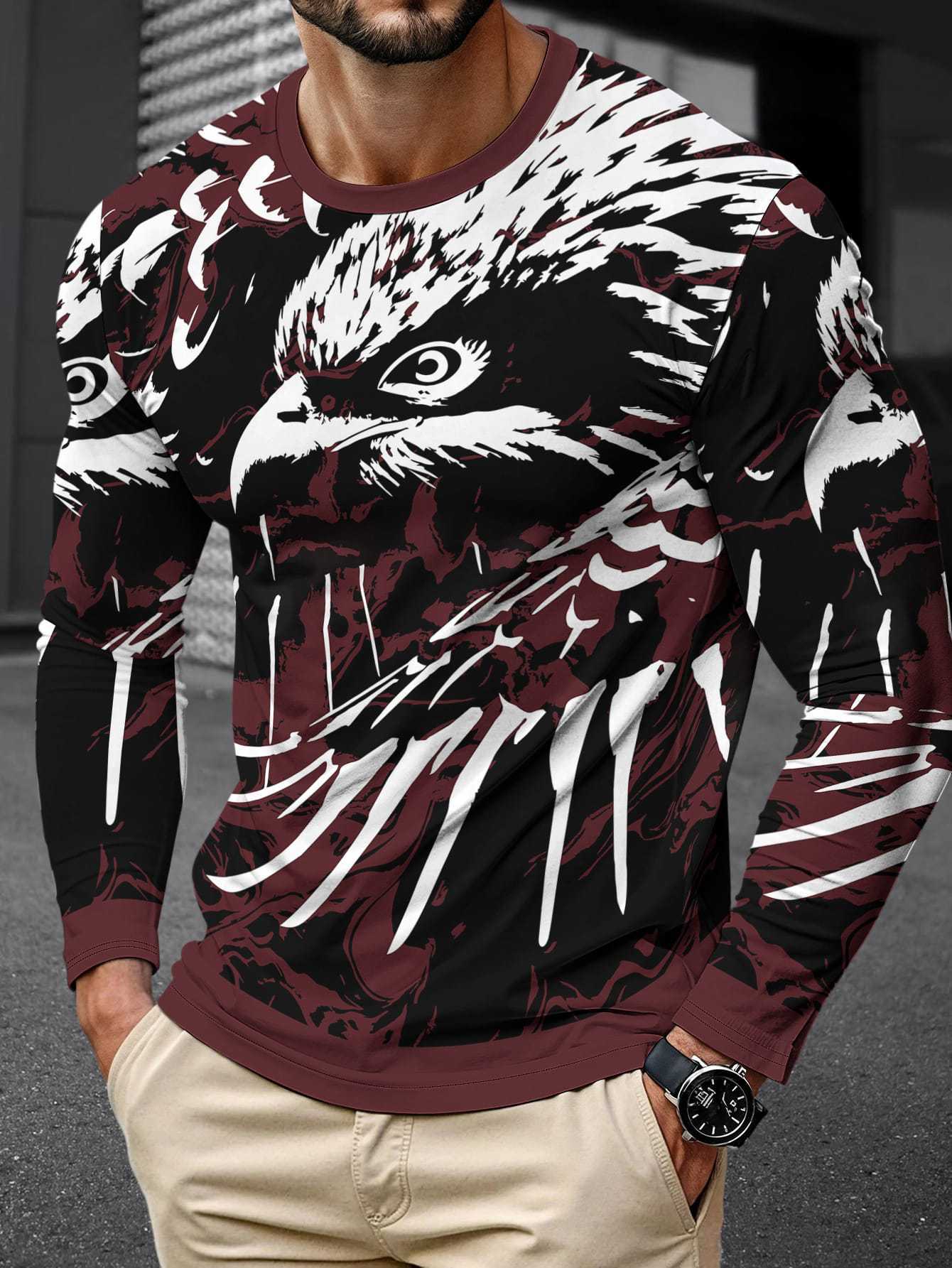 Men's Long Sleeve Simple Trendy Round Neck