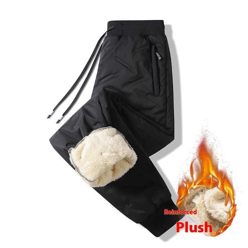 Men's Winter Windproof Warm Tactical Pants Loose Plus Size Fleece-lined