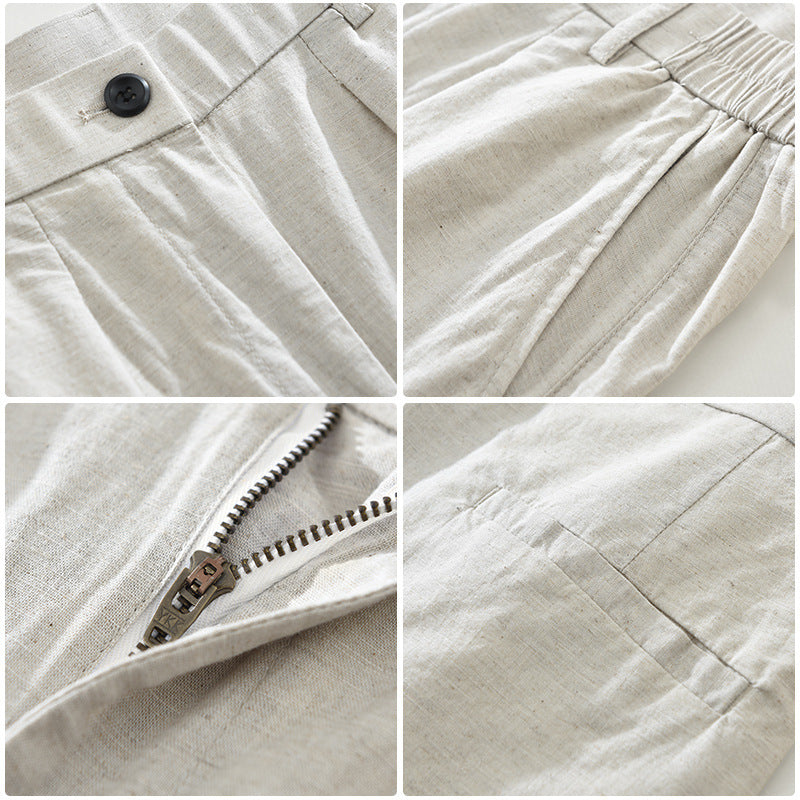 Men's Loose Simple Retro Literary Straight Cotton Linen Pants