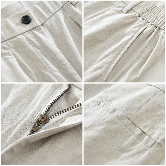 Men's Loose Simple Retro Literary Straight Cotton Linen Pants