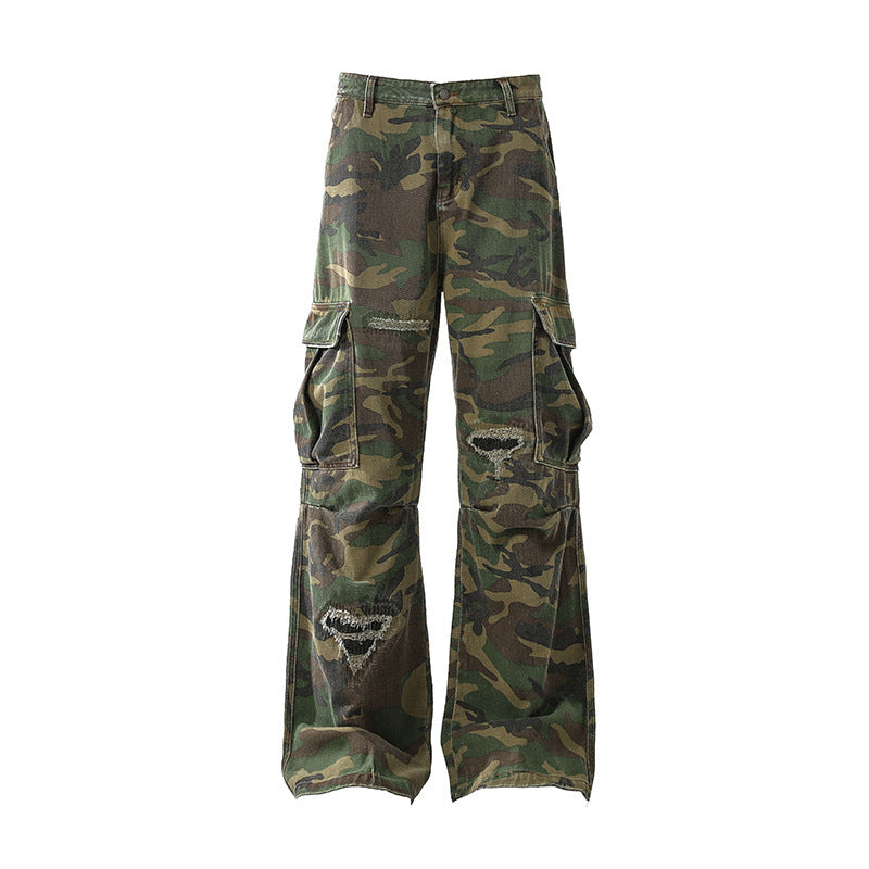 Men's American Casual Loose Hole Camouflage Pants