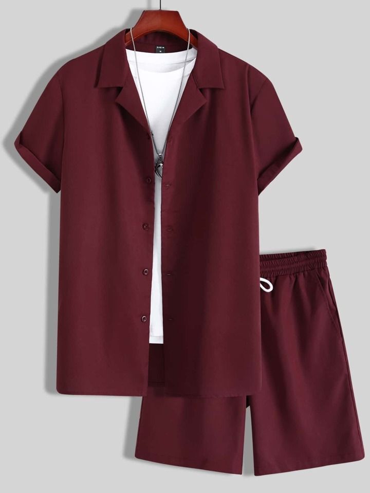Short Sleeve Cuban Collar Men's Sport Suit