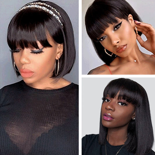 Wig Bangs Bobhaircut Bob Wig Human Hair Wig