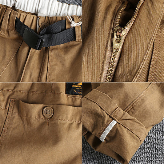 N I Buckle Belt Three-dimensional Cutting Workwear Casual Pants