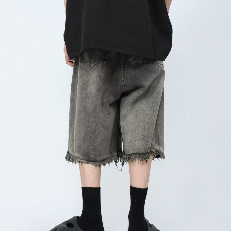 Mid-waist New Distressed Summer Zipper Washed Jeans