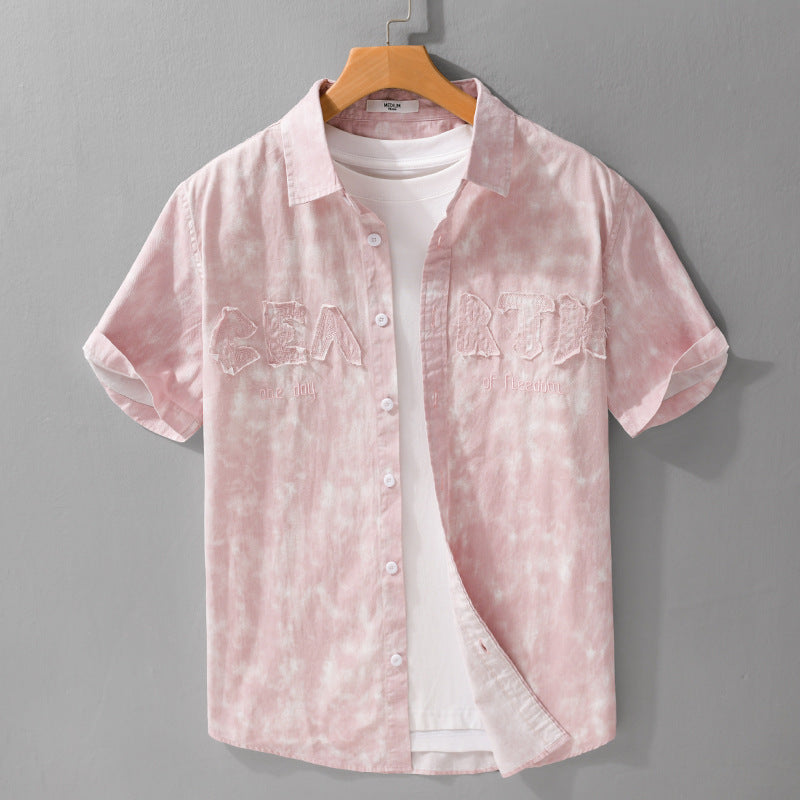 Summer Menswear Hanging Dyed Printed Simple Short Sleeve