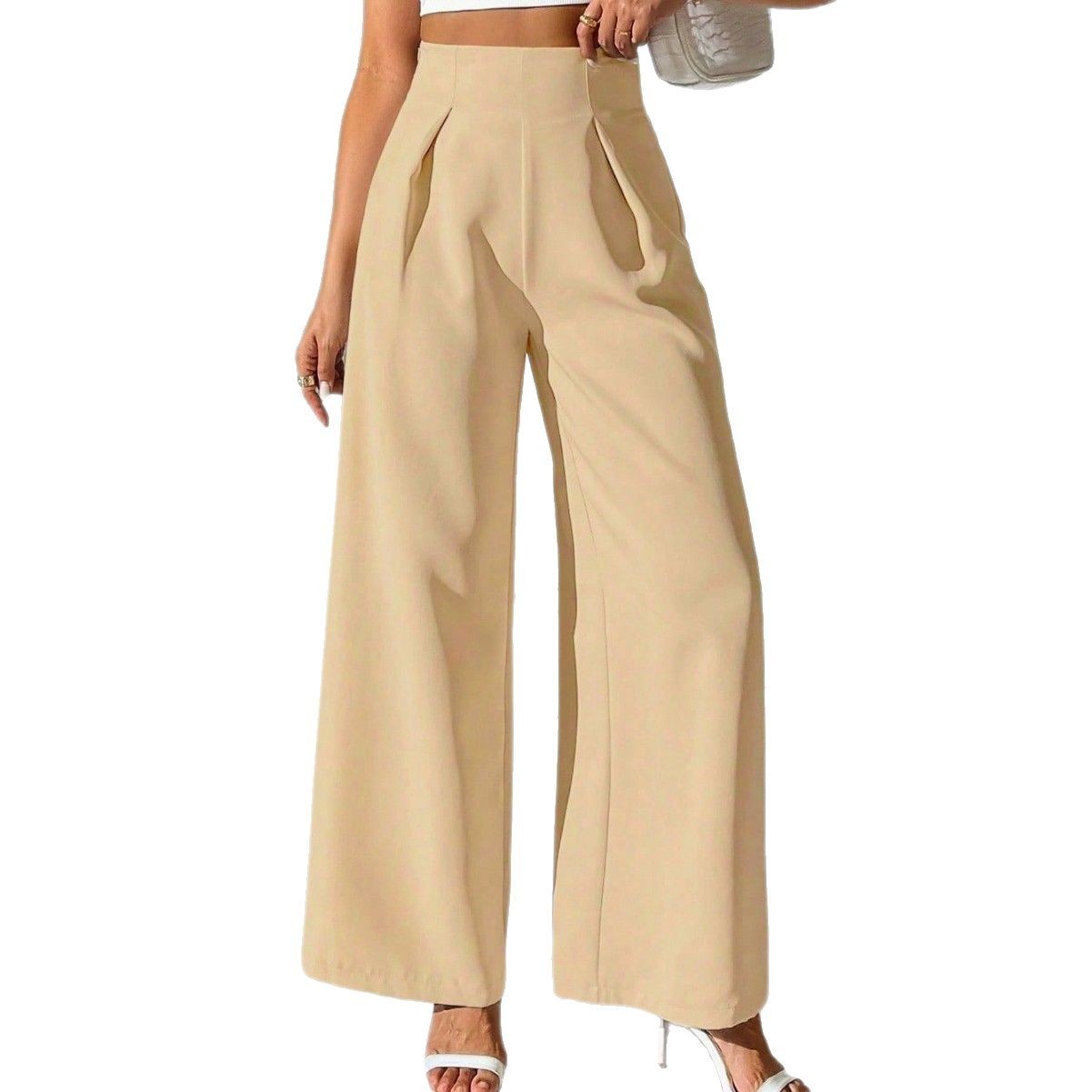 Solid Color High Waist Drooping Wide Leg Business Pants Trousers And Suit Pants