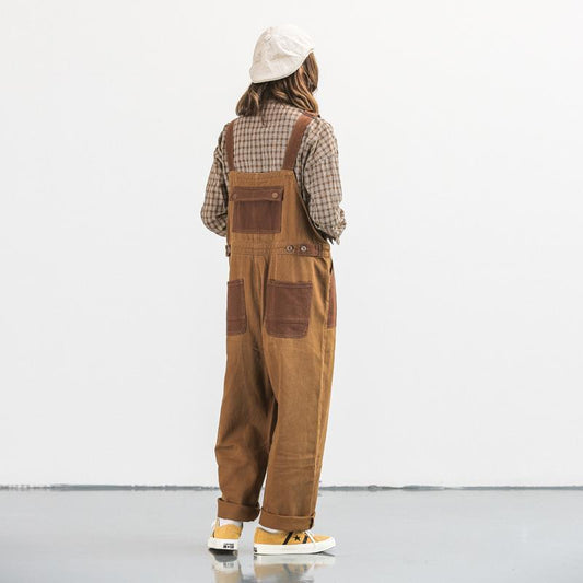Women's Loose Retro Workwear Color Matching Straight Suspenders