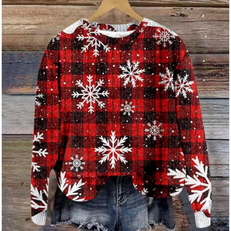 Little Flower Digital Printed Round Neck Sweater