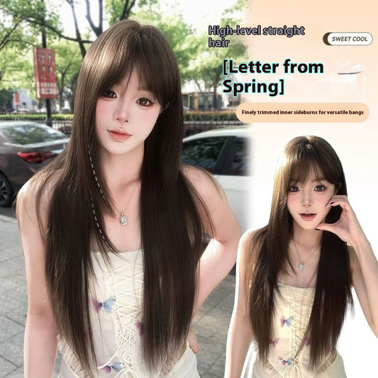 Wig High-level Black Tea Simulation Increase Hair Amount Natural Sweet Replacement