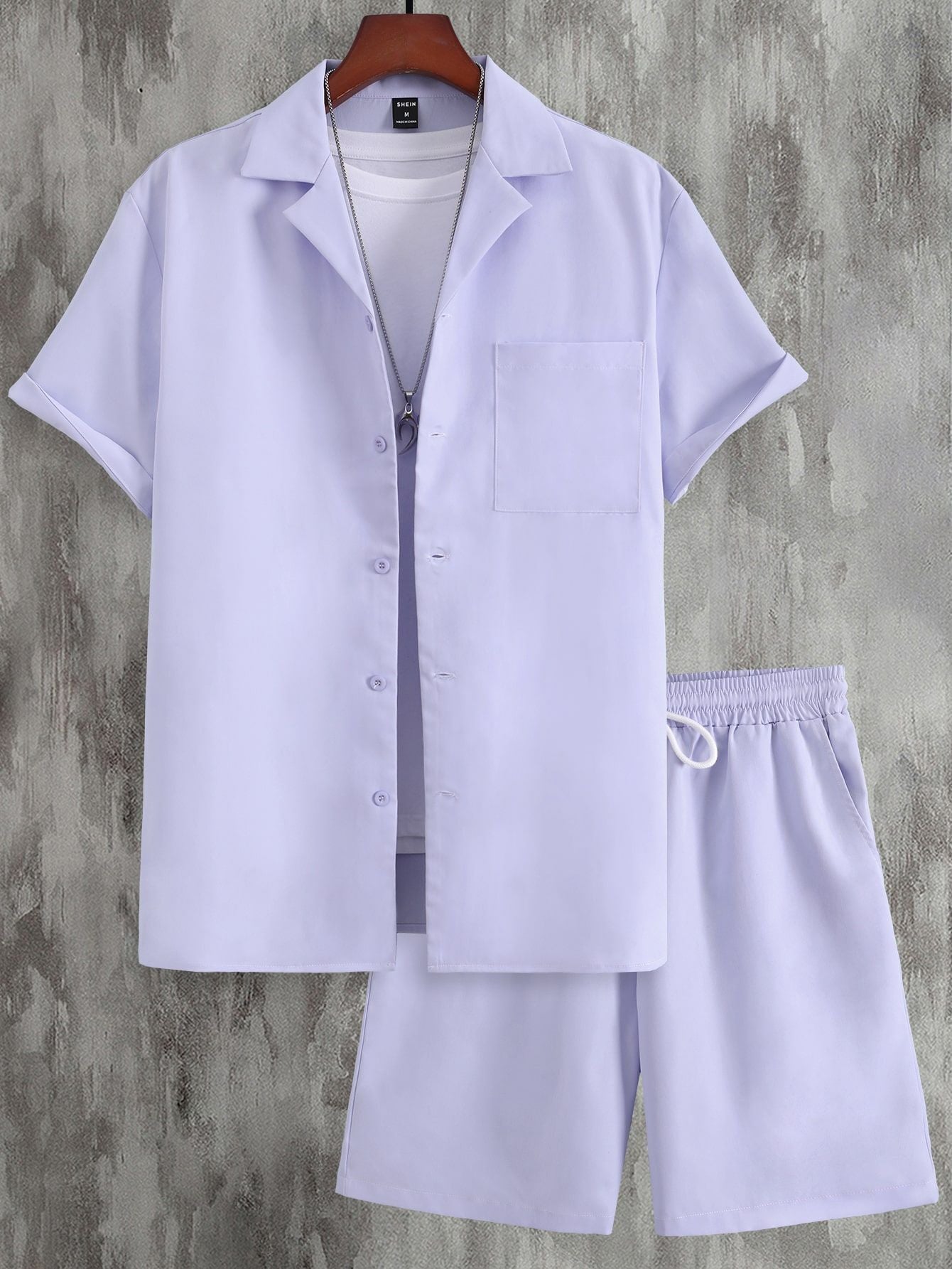 Short Sleeve Cuban Collar Men's Sport Suit