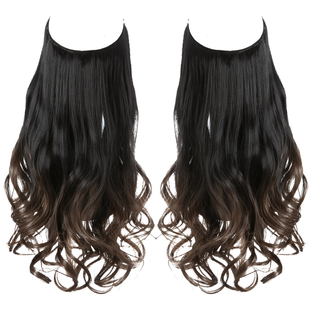 Wig Female Fish Line Type Long Curly Hair Chemical Fiber Extension Piece Matte High Temperature Silk Fish Silk Thread Wig Piece