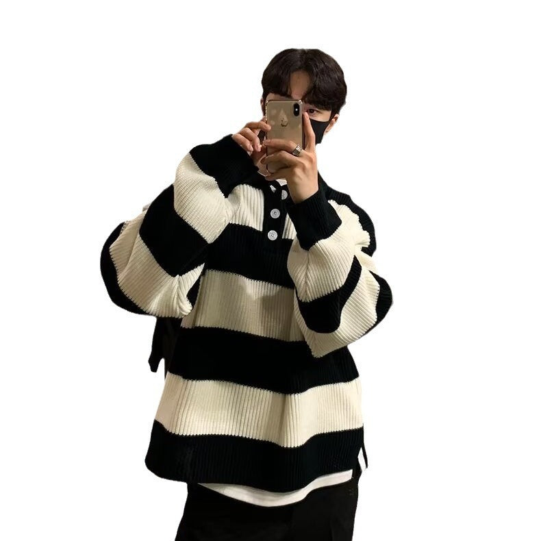 Coat Sweater Men's Loose All-matching Striped