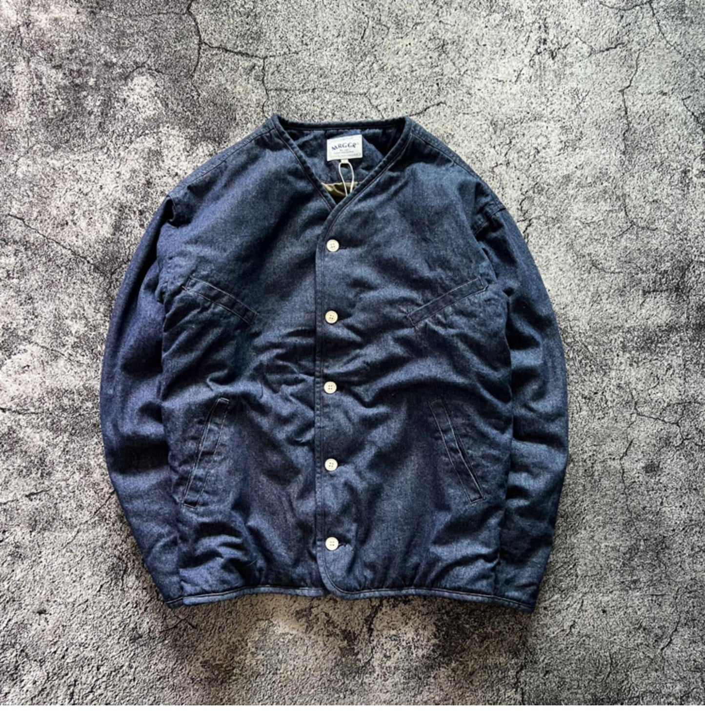 Collarless Denim Cotton-padded Coat Loose