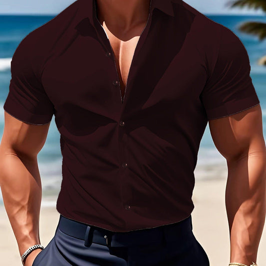 Short Sleeve Printed Shirt Men's Shirt Collar Casual