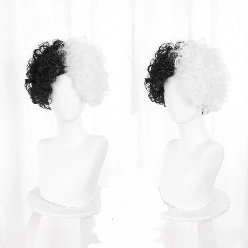 Half Black Half White Cos Wig