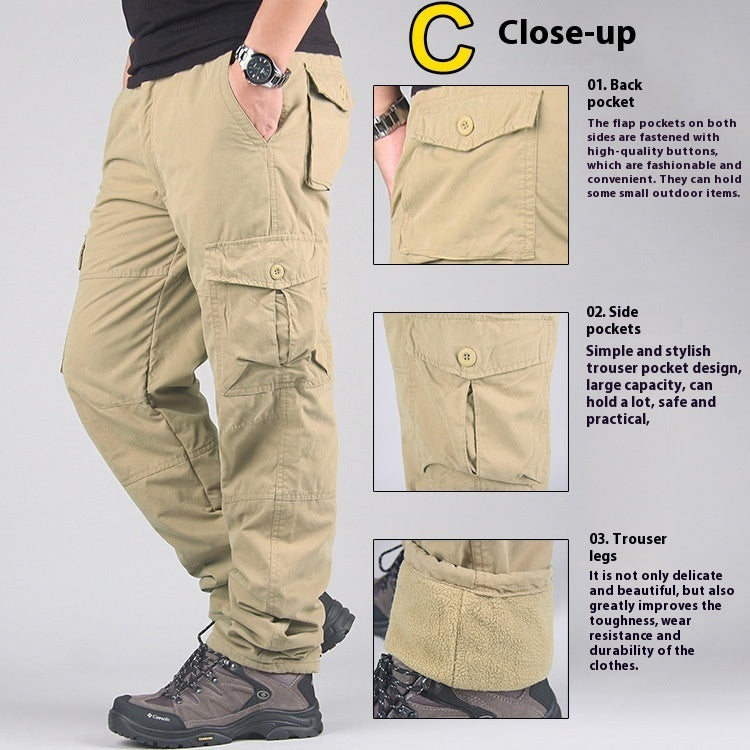 Warm With Velvet Thick Overalls Male