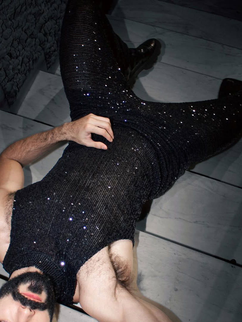 Sleeveless Sequined Vest High Waist Pants Set