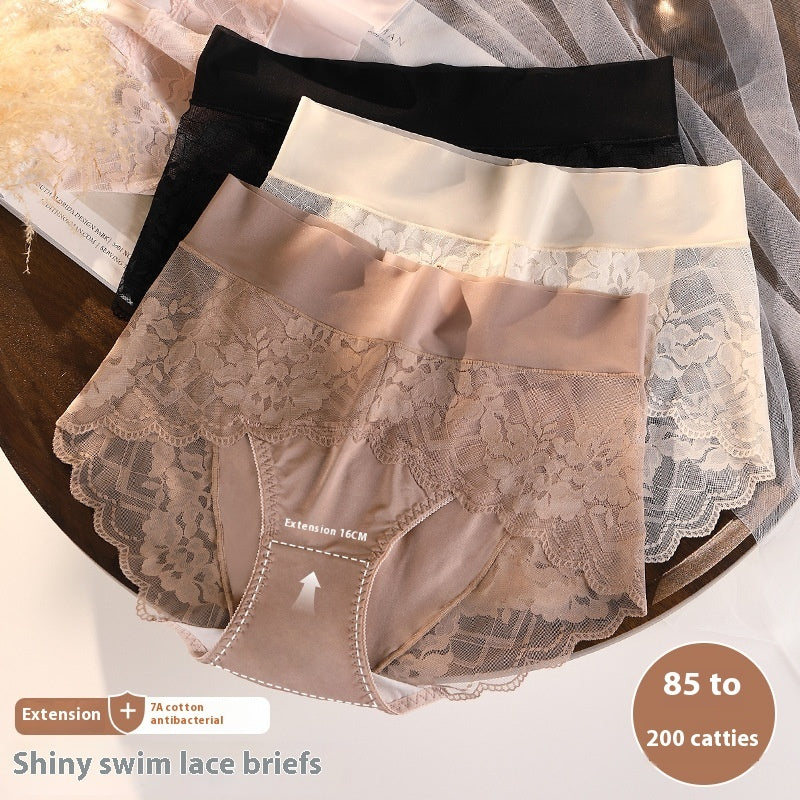 Sexy Panties Women's Lace High Waist Lengthened Crotch 7A Antibacterial Boxer Seamless
