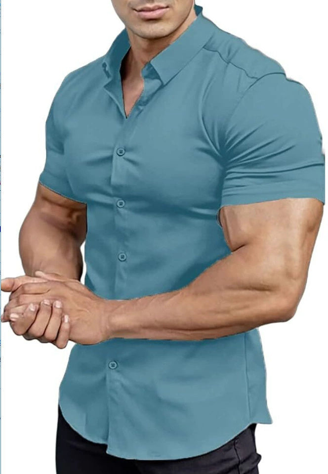 Short Sleeve Printed Shirt Men's Shirt Collar Casual
