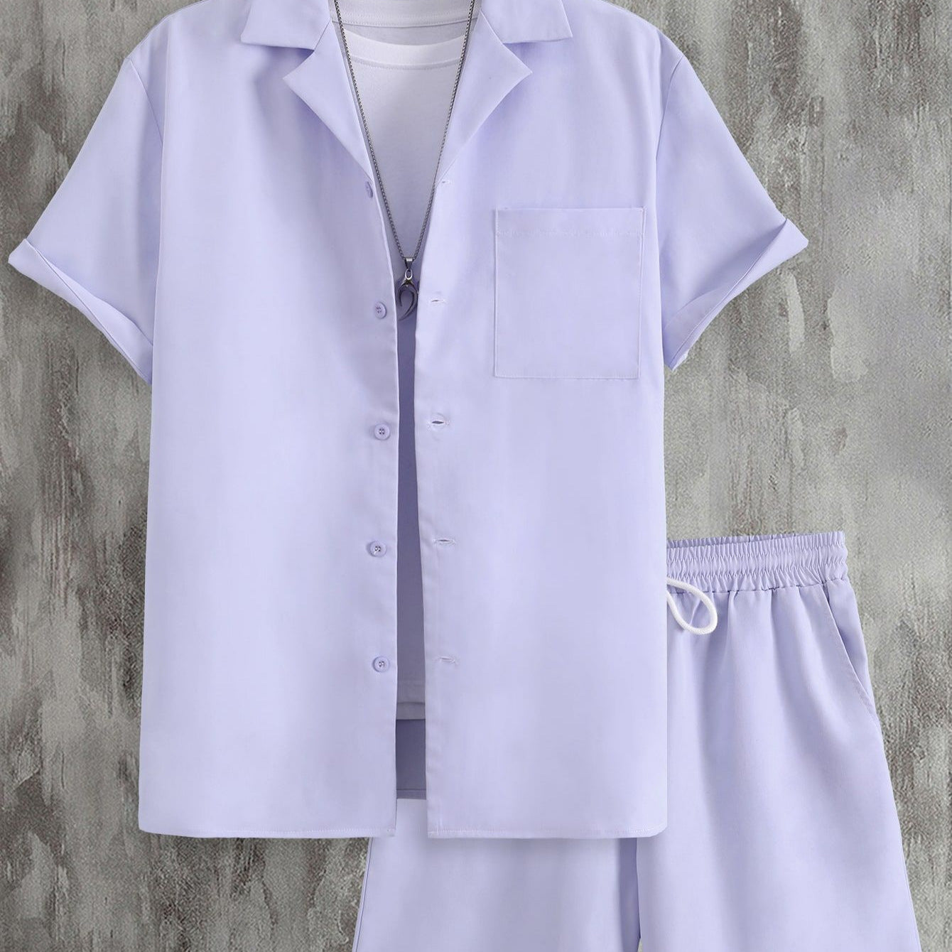 Short Sleeve Cuban Collar Men's Sport Suit