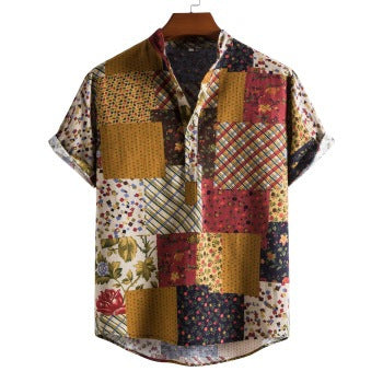 Men's Summer Loose V-neck Short-sleeved Shirt