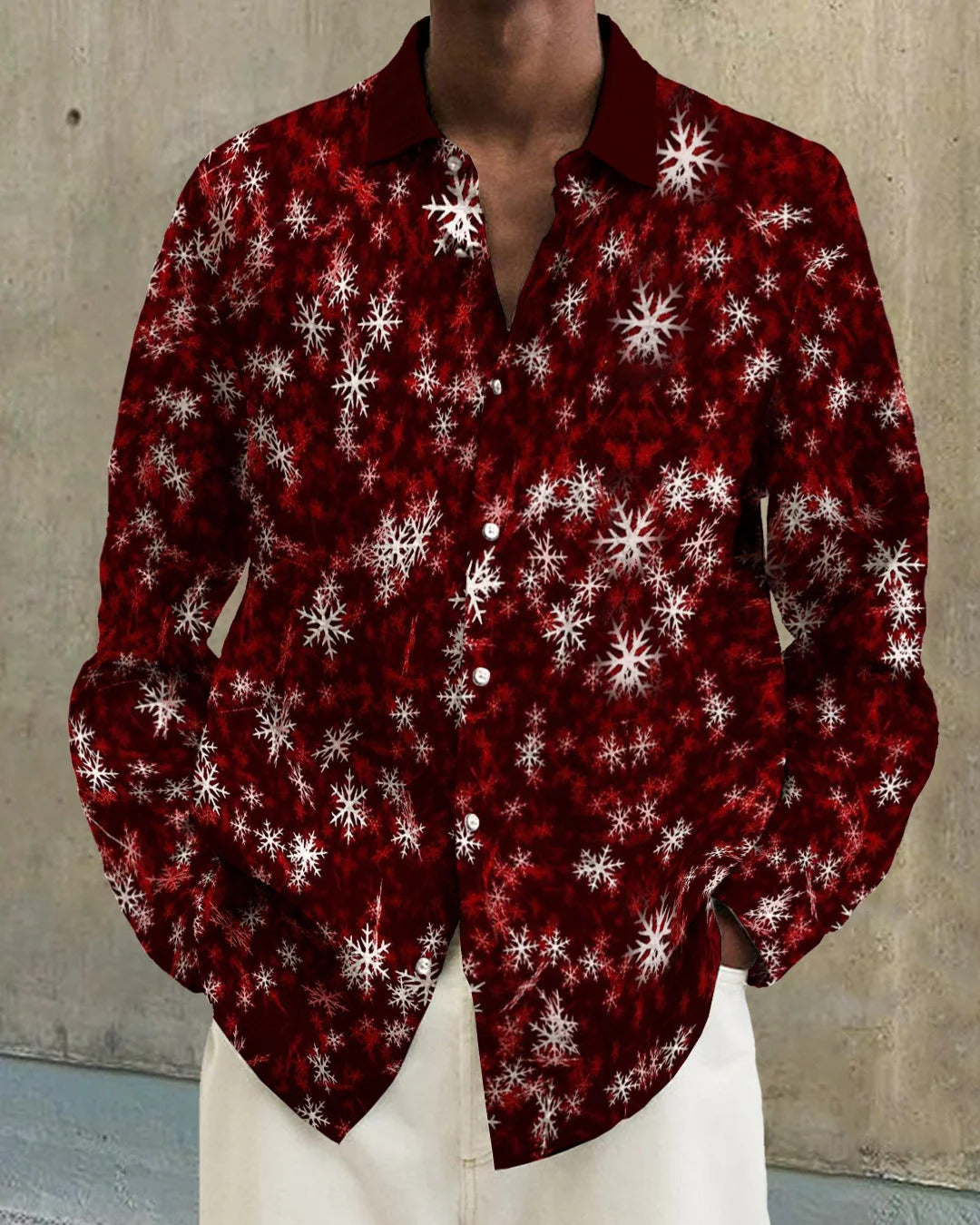 Gradient Digital Printing Lapel Long Sleeve Shirt Men