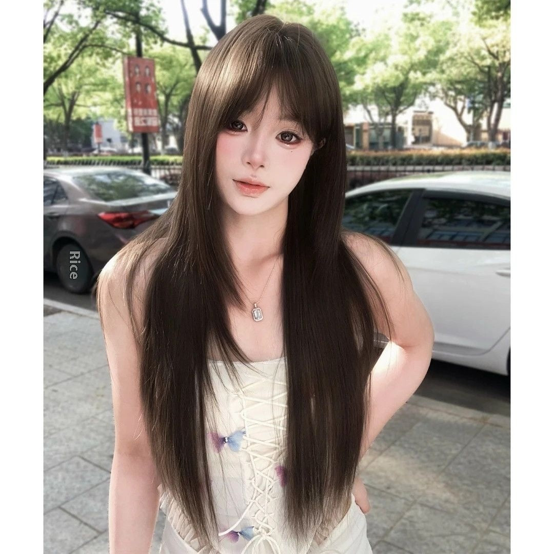Wig High-level Black Tea Simulation Increase Hair Amount Natural Sweet Girl Hair Replacement