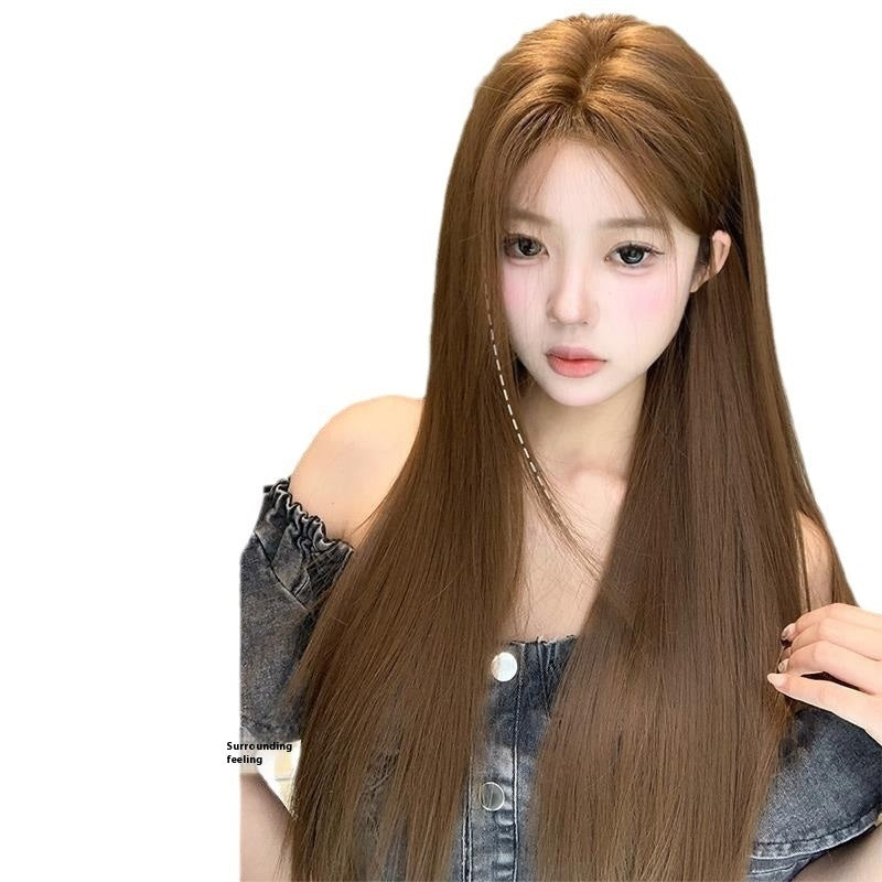 Wig Daily Internet Famous Lace Female Center-parted Bangs Long Straight