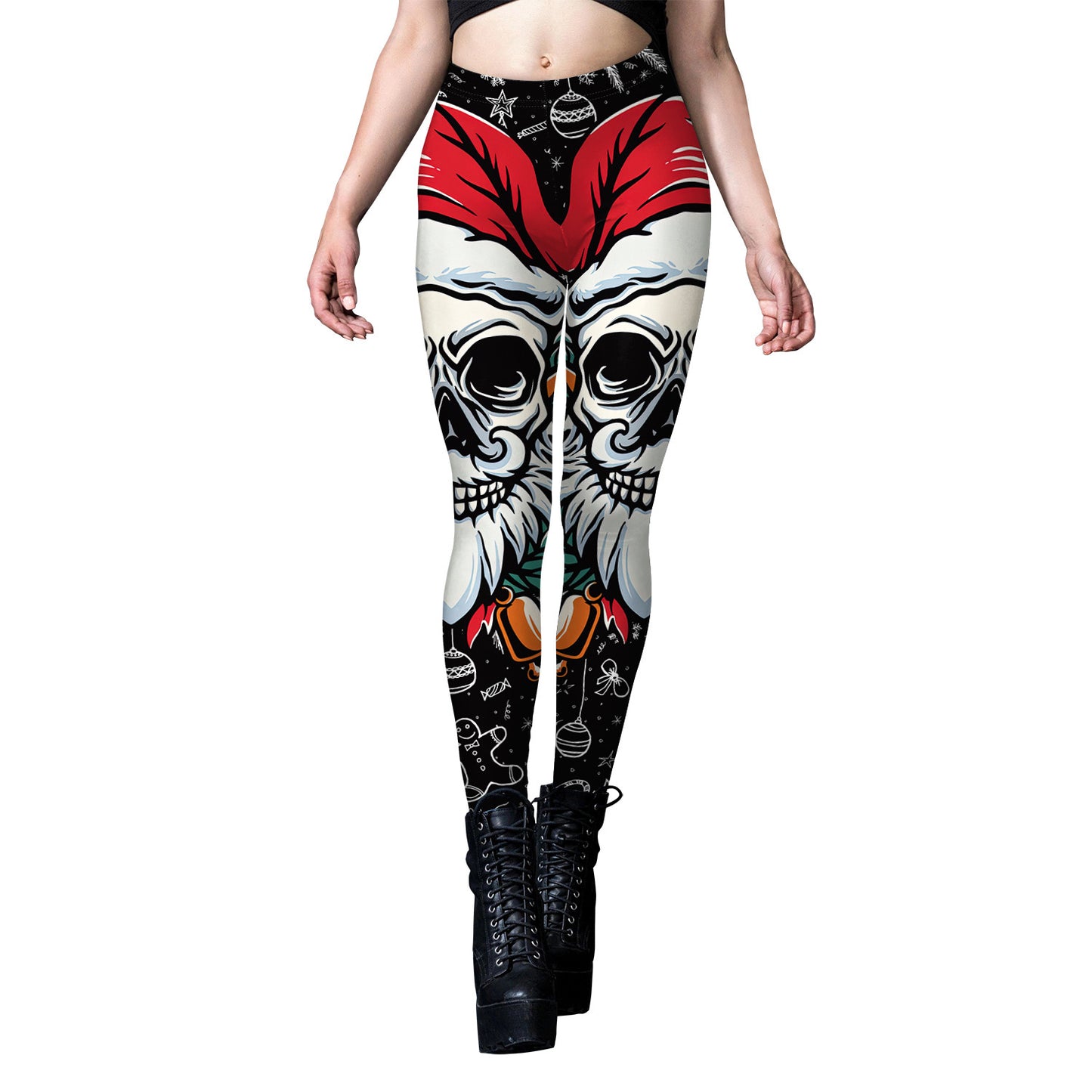 Women's Wansheng Skull Digital Printed Tapered Yoga Leggings