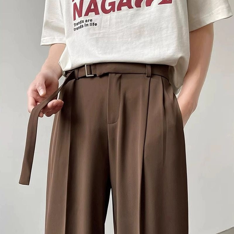 Thin Straight Black Wide Leg Pants