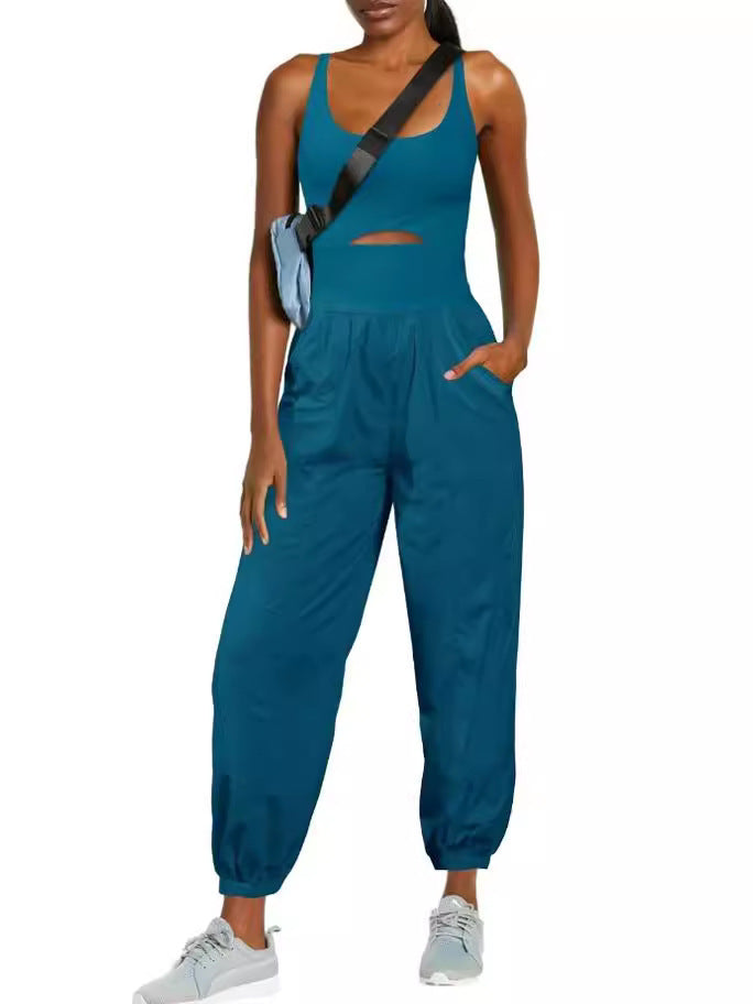 Fashion Sports Women's Outdoor Clothing Yoga Hollow Cross Comfortable Fitness Vest Jumpsuit