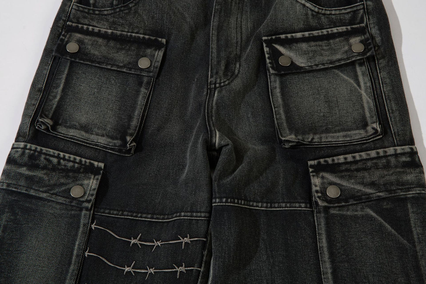 Men's Embroidery Loose-fitting Wide-leg Trousers
