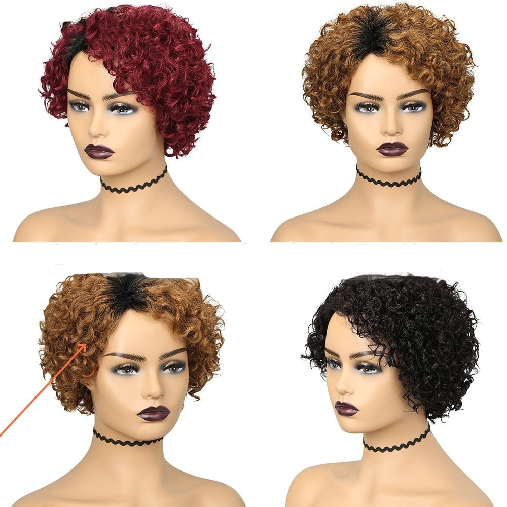 Partial Gradient Chemical Fiber Multi-color Small Roll Wig Sheath
