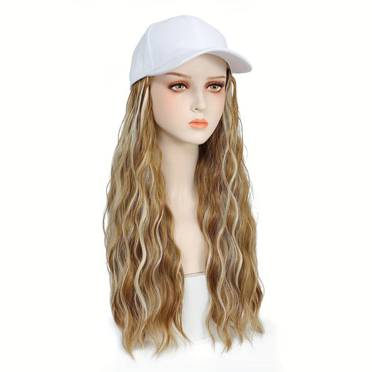 Hat One-piece Women's Big Wave Long-rolled Chemical Fiber Wig