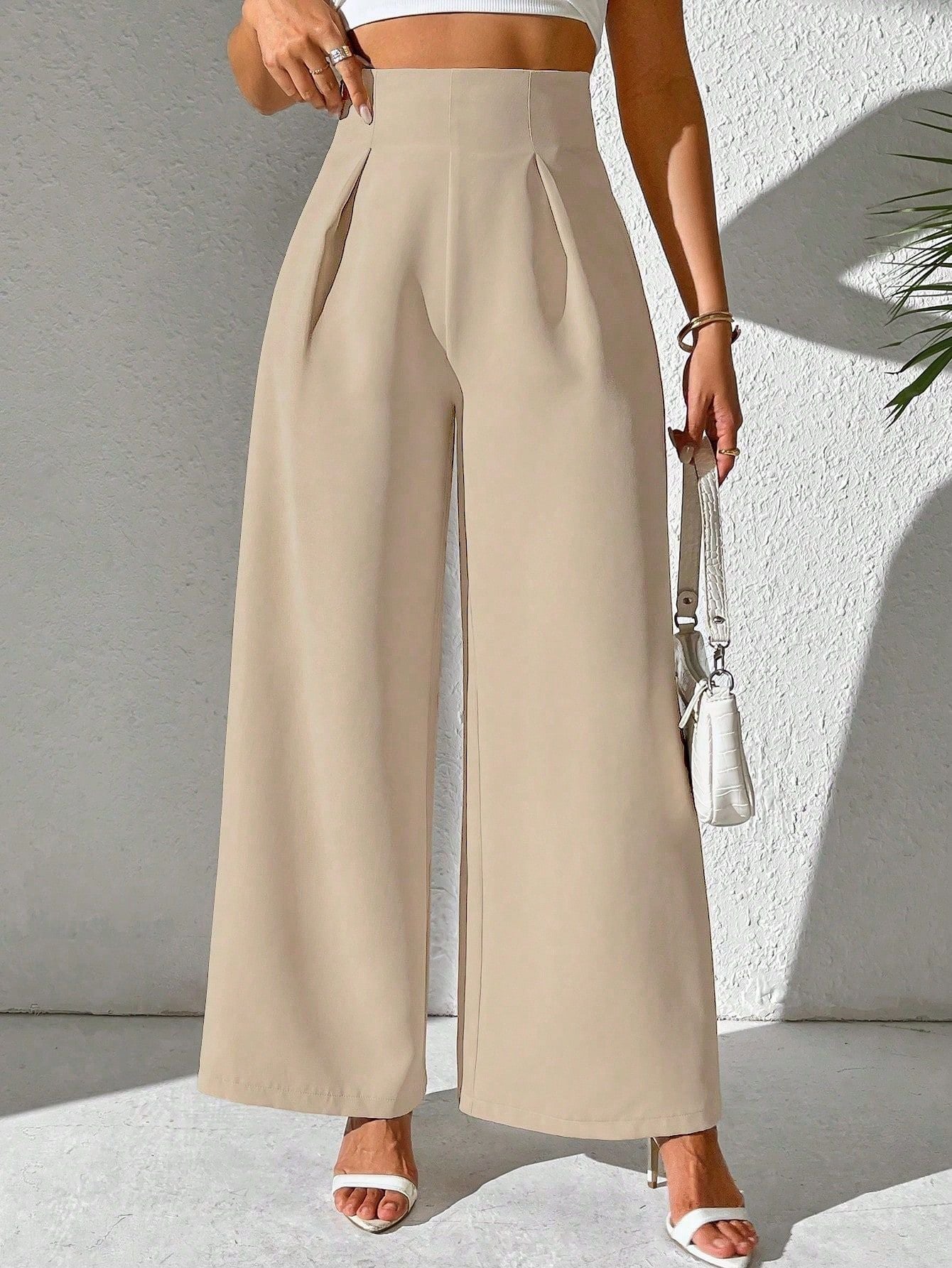 Solid Color High Waist Drooping Wide Leg Business Pants Trousers And Suit Pants