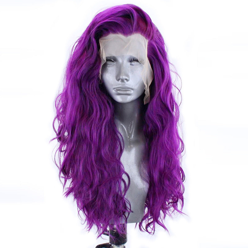 Hand Hook Front Lace Micro-volume Big Wave Chemical Fiber High Temperature Silk Full Lace Wig Female