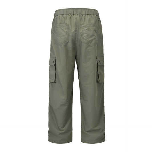 Large Pocket Paratrooper Pants Loose Wide Leg Drawstring Ankle-tied Casual Pants